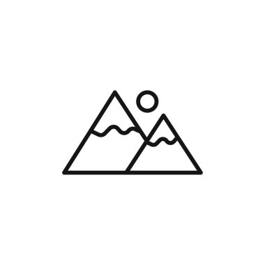 Mountains icon logo sign vector outline in black and white color clipart