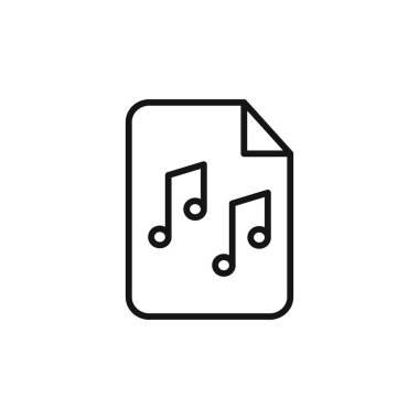 Müzik Dosyası simgesi logosu işaret vektörü ana hatları siyah ve beyaz
