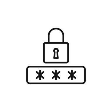 Parola simgesi logo işareti vektör ana hatları siyah ve beyaz