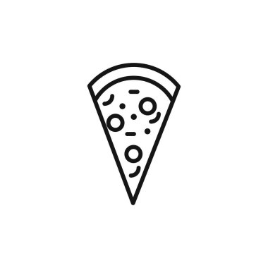Pizza dilimi logo işareti vektör ana hatları siyah ve beyaz