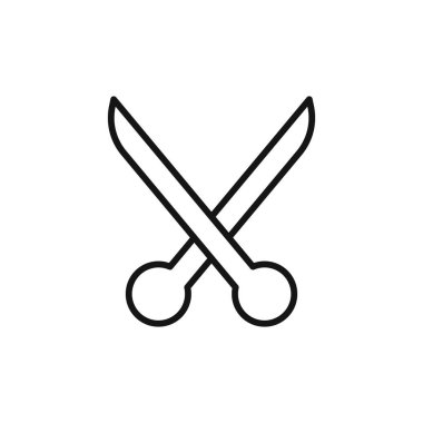 Makas simgesi logo işareti vektör çizgisi siyah ve beyaz renkte