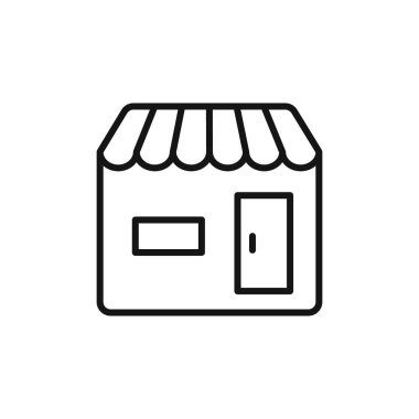 Dükkan simgesi logo işareti vektör ana hatları siyah ve beyaz