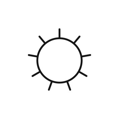 Güneş simgesi simgesi işareti vektör ana hatları siyah ve beyaz