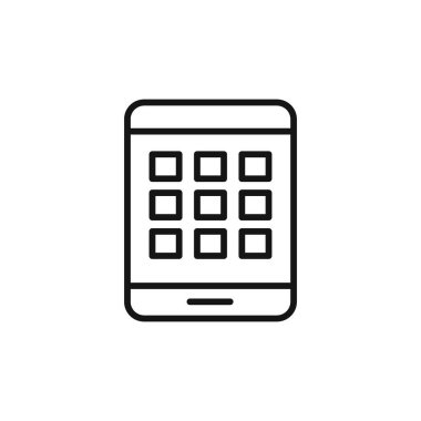Tablet simgesi logo işareti vektör ana hatları siyah ve beyaz