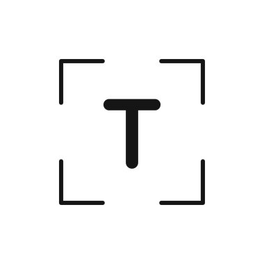 Metin simgesi logo işareti vektör ana hatları siyah ve beyaz