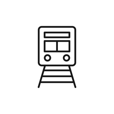 Tren simgesi logo işareti vektör ana hatları siyah ve beyaz