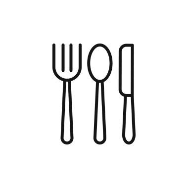 Utensils simge logo işaret vektör ana hatları siyah ve beyaz
