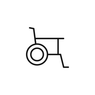 Tekerlekli sandalye simgesi simgesi işareti vektör ana hatları siyah ve beyaz