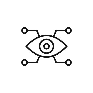 Biyonik göz simgesi logo işareti vektör ana hatları siyah ve beyaz