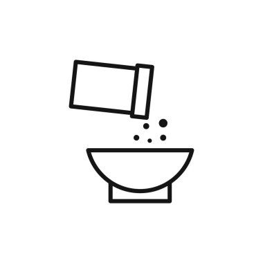 Kahvaltı Flakes kase simgesi logosu imza vektör ana hatları siyah ve beyaz