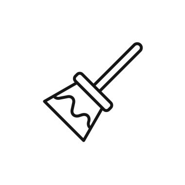 Süpürge simgesi logo işareti vektör ana hatları siyah ve beyaz