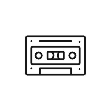 Kaset teybi simgesi logosu imza vektör ana hatları siyah ve beyaz