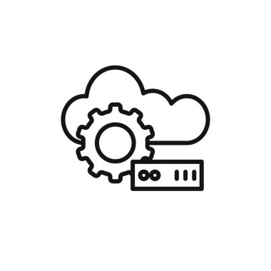 Bulut Veri Ayarları simge logosu işaret çizgisi siyah ve beyaz