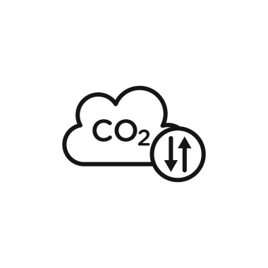 CO2 gaz karbondioksit simgesi logo işareti vektör ana hatları siyah ve beyaz