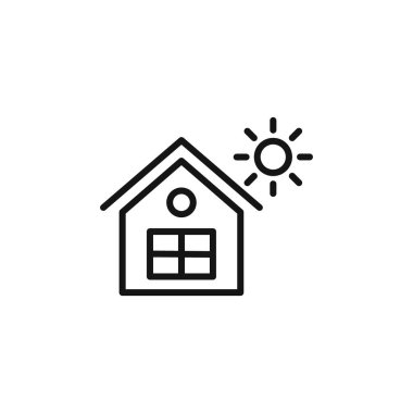 Serin ev simgesi logo işareti vektör ana hatları siyah ve beyaz