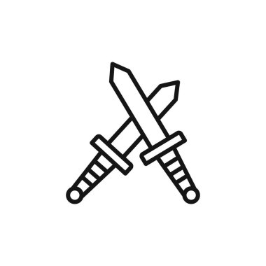 Çapraz kılıçlar heraldik simge logo işareti vektör ana hatları siyah ve beyaz