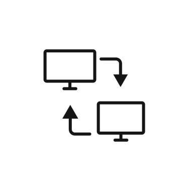 Veri Değişimi simge logosu işaret vektörü ana hatlarını siyah ve beyaz olarak belirle