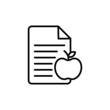 diyet menüsü simgesi logo işareti vektör ana hatları siyah ve beyaz