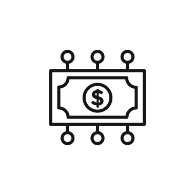 Dijital Para Birimi simgesi logo işareti vektör ana hatları siyah ve beyaz