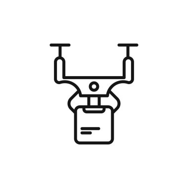 Drone dağıtım simgesi logo işareti vektör ana hatları siyah ve beyaz