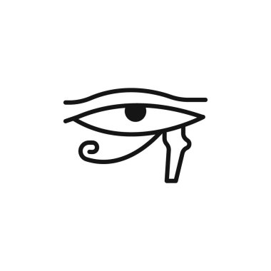 Horus Mısır 'ın Gözü İlah simgesi simgesi simgesi siyah ve beyaz olarak çizilmiş vektör ana hatları
