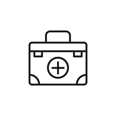 İlk yardım çantası simgesi logo işareti vektör ana hatları siyah ve beyaz