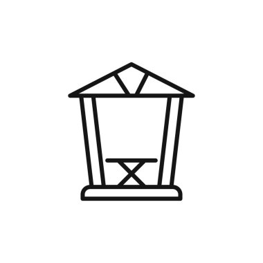 Gazebo simge logosu işareti vektör ana hatları siyah ve beyaz