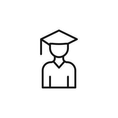 Mezuniyet simgesi logo işareti vektör ana hatları siyah ve beyaz