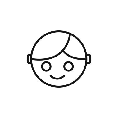 Mutlu çocuk yüzü simge logosu işaret çizgisi siyah beyaz