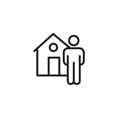 Ev emlakçısı simgesi logosu imza vektör ana hatlarını siyah ve beyaz olarak belirler