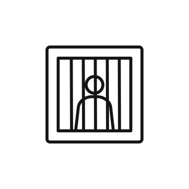 Hapishane suçlusu simgesi logosu siyah ve beyaz renkte vektör ana hatlarını imzaladı