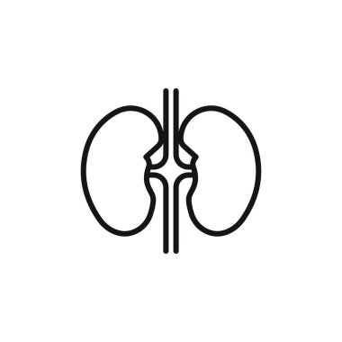 Böbrek simgesi simgesi işareti vektör ana hatları siyah ve beyaz