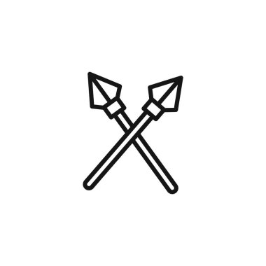 Mızrak simgesi logo işareti vektör çizgisi siyah ve beyaz renkte