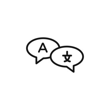 Dil çeviri simgesi logo işareti vektör ana hatları siyah ve beyaz