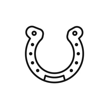 şanslı at nalı simgesi logosu işaret çizgisi siyah ve beyaz renkte