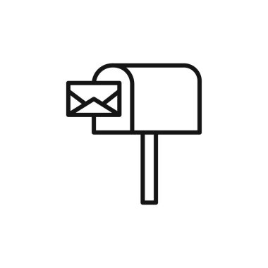 Posta kutusu simgesi ya da posta kutusu logosu imza vektör ana hatları siyah ve beyaz