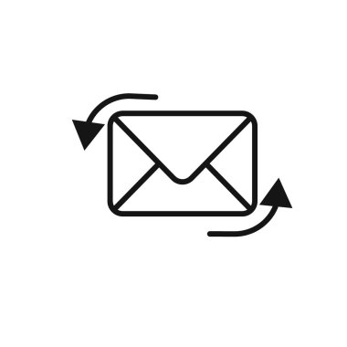 E- posta ile ilgili simge logo işareti vektör ana hatları siyah ve beyaz