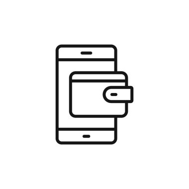 Mobil ödeme simgesi logo işareti vektör ana hatları siyah ve beyaz