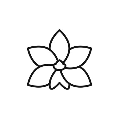 Güve Orkide çiçek simgesi logosu siyah ve beyaz renkte vektör ana hatlarını işaretle