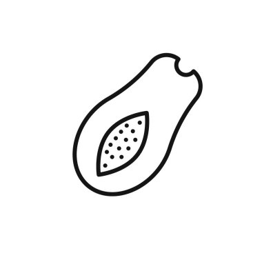Papaya simgesi logo işareti vektör ana hatları siyah ve beyaz