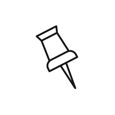 Yapışkan pin simgesi logo işareti vektör ana hatları siyah ve beyaz