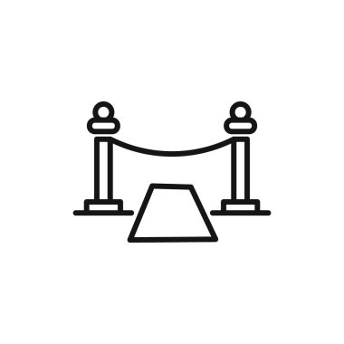 Kırmızı halı simgesi logo işareti vektör ana hatları siyah ve beyaz