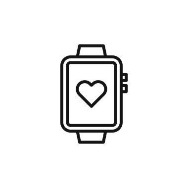 Akıllı saat simgesi logo işareti vektör ana hatları siyah ve beyaz