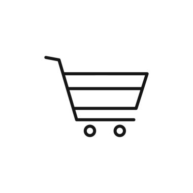 Alışveriş arabası simgesi simgesi simgesi işareti siyah ve beyaz olarak ana hatları