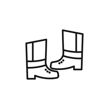 Kauçuk çizme simgesi logosu siyah ve beyaz renkli vektör ana hatları