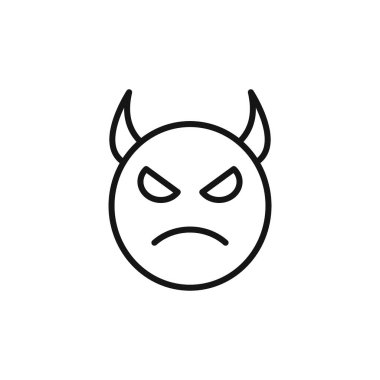 Şeytani simge logosu işareti vektör çizgisi siyah ve beyaz