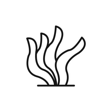 Deniz yosunu simgesi logosu işaret vektör ana hatlarını siyah ve beyaz olarak belirler