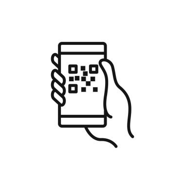 QR kod tarama simgesi logo işareti vektör ana hatları siyah ve beyaz