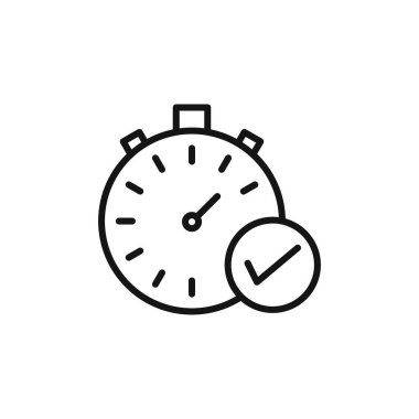 Siyah ve beyaz renkli hızlı onay simgesi işareti vektör ana hatları