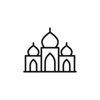 Taj Mahal saray simgesi simgesi simgesi. Siyah beyaz vektör ana hatları.